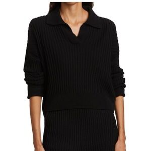Rag and Bone Maxine Ribbed Knit Wool Polo